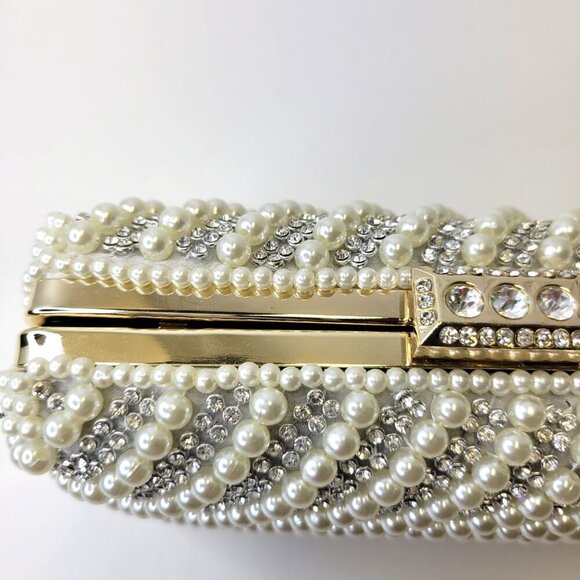 Pearl and Rhinestone Clutch Purse Pearl Evening Bag Pearl Wedding Purse - Picture 6 of 13